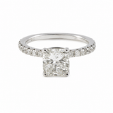 14K White Gold 1.35CTW Cushiom Cut Diamond Ring with Sides