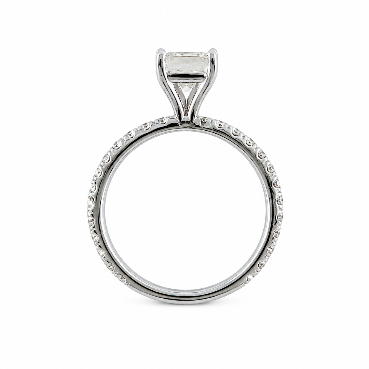 14K White Gold 1.35CTW Cushiom Cut Diamond Ring with Sides