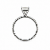 14K White Gold 1.35CTW Cushiom Cut Diamond Ring with Sides