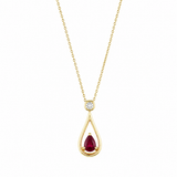 10K Yellow Gold Pearshape Ruby & Diamond Pendant