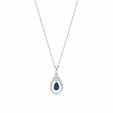 10K White Gold Diamond & Sapphire Pendant on Chain
