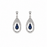 10K White Gold Sapphire & Diamond Dangle Earrings
