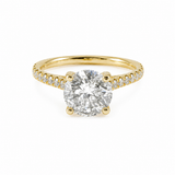14K Yellow Gold 1.59CTW Round Brilliant Diamond Ring with Sides and Hidden Halo