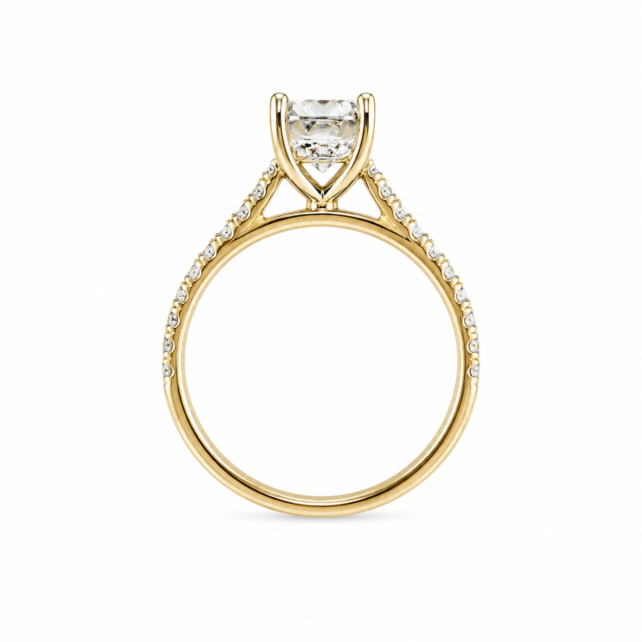14K Yellow Gold 1.59CTW Round Brilliant Diamond Ring with Sides and Hidden Halo