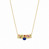 14K Yellow Gold 16/17/18" Diamond & Multi Coloured Sapphire Necklace