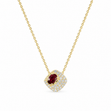 14K Yellow Gold Ruby & Diamond Multistone Necklace