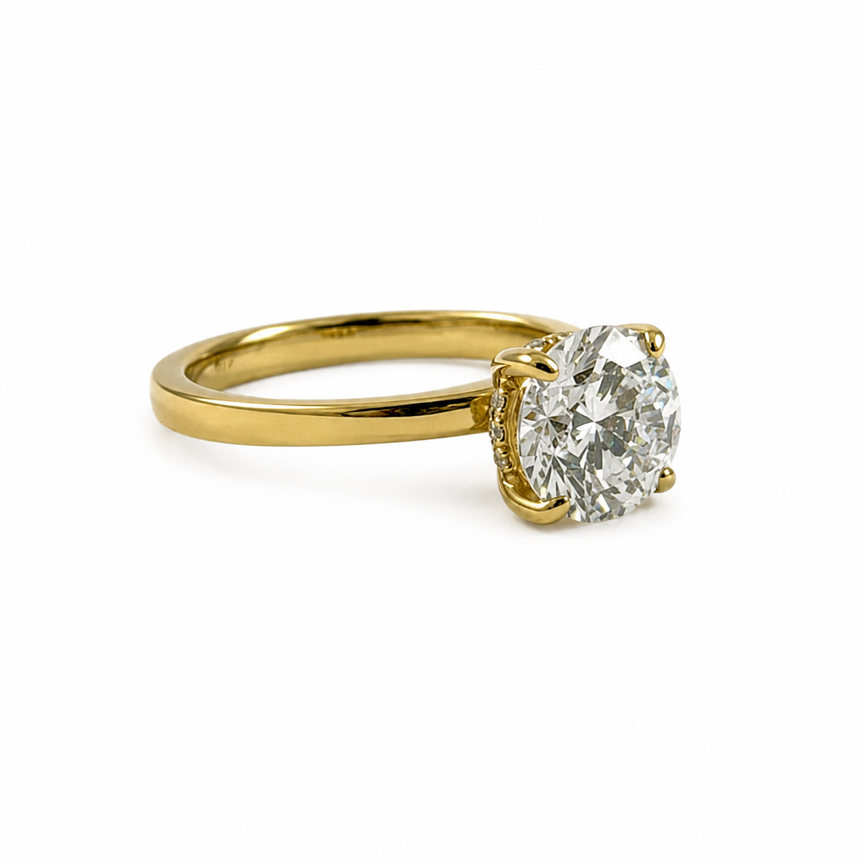 14K Yellow Gold 2.56CTW Round Brilliant Diamond Solitaire with Hidden Halo