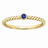10K Yellow Gold Sapphire Rope Style Ring