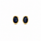 14K Yellow Gold Oval Sapphire Bezel Set Studs