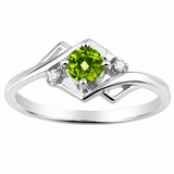 10K White Gold Peridot and Diamond Ring