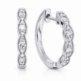 14K White Gold .40CTW Diamond Scalloped Hoops