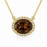 10K Yellow Gold 16/17/18" .16CTW Diamond & Smokey Quartz Necklace