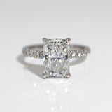 14K White Gold 3.53CTW Radiant Lab Grown Ring With Hidden Halo