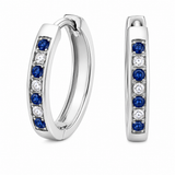 10K White Gold Sapphire & Diamond Huggies