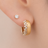 14K Yellow Gold Sandblast .36ctw Diamond Huggies
