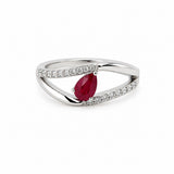 14K White Gold .26CTW Diamond and Ruby Open Ring
