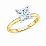 14K Yellow Gold 2.02CT Princess Cut Lab Grown Diamond Solitaire with Knife Edge Band
