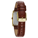 Caravelle Dress Square Faced Watch with Leather Strap