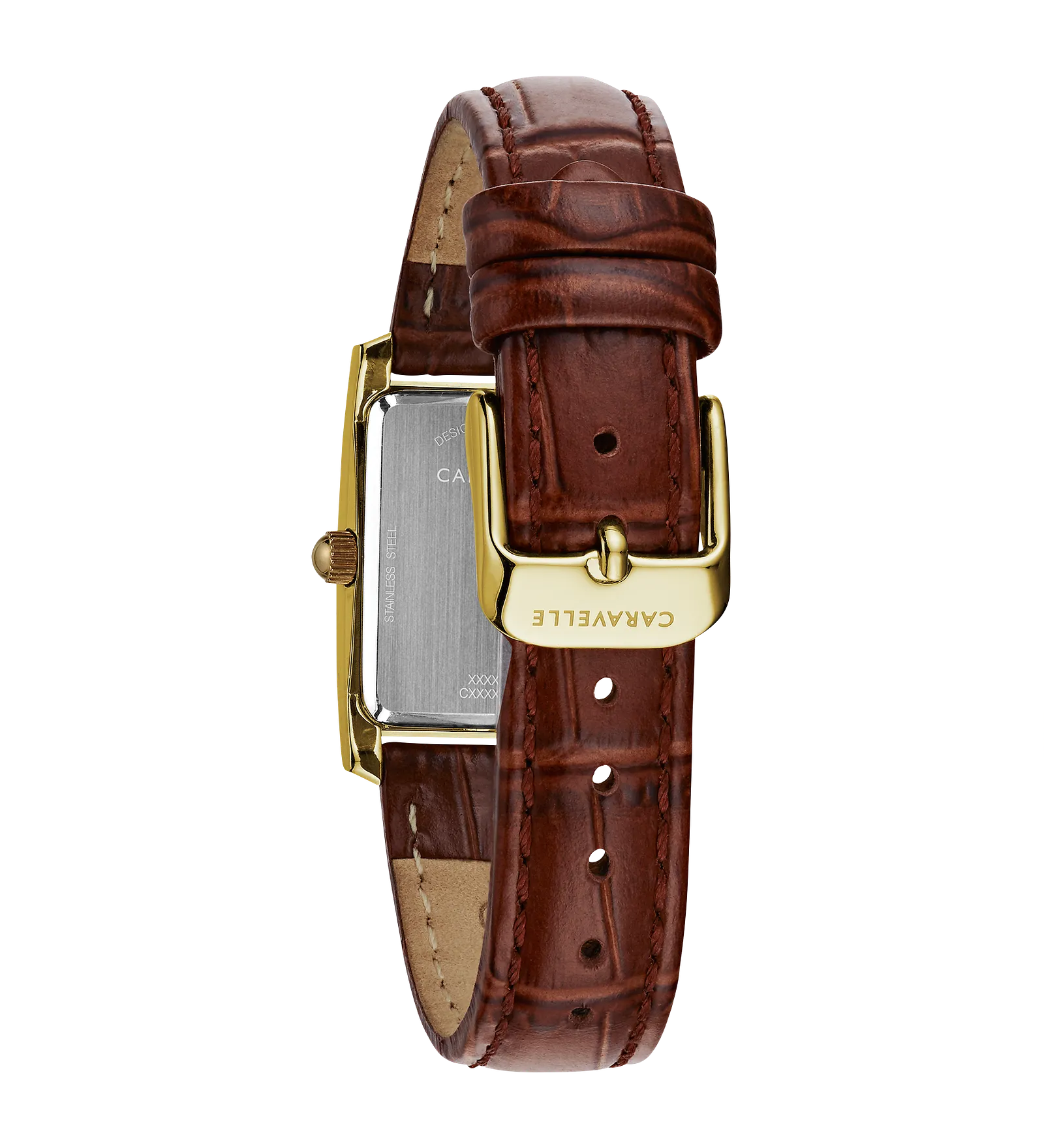 Caravelle Dress Square Faced Watch with Leather Strap