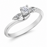 10K White Gold .15CTW Canadian Diamond Ring With Diamond Accents