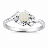 10K White Gold Opal & Diamond Ring