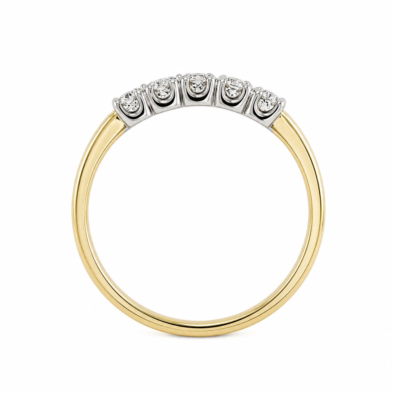 14K Yellow & White Gold .33CTW 5 Stone Diamond Band