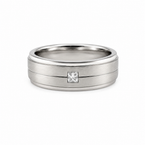 14K White Gold .12 Princess Cut Diamond Wide Band