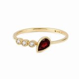 14k Yellow Gold Pearshape Ruby & Diamond Bezel Set Milgrain Ring