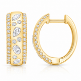 14K Yellow Gold .87CTW Mixed Shape Diamond Huggies