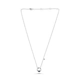 14K White Gold .10ctw Diamond & Oval Sapphire Necklace