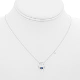 14K White Gold .10ctw Diamond & Oval Sapphire Necklace