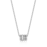 Elle Sterling silver "Goddess" Rhodium plated Four Row Cubic Zirconia Necklace