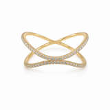 14K Yellow Gold .17CTW Diamond Crossover Ring