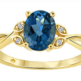 10K Yellow Gold Diamond & Blue Topaz Ring