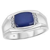 10K white gold .06ctw 10x8mm star sapphire wide ring