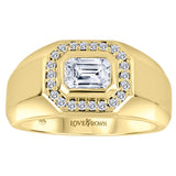 10K Yellow Gold 1.33ctw Emerald Cut Lab Grown Gents Ring