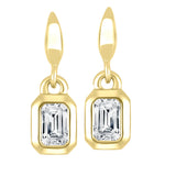 10K Yellow Gold .50CTW Emerald Cut Lab Grown Diamond Dangle Earrings