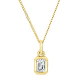 10K Yellow Gold .25CT Emerald Cut Lab Grown Diamond Bezel Set Pendant