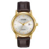 Citizen Corso Watch with Brown Leather Strap and Silver-Tone Dial