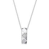 ELLE "Captivate" Rhodium plated Dimensional Quilted Rectangle Necklace