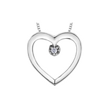 10K White Gold .01ct Diamond Heart Pendant on Chain