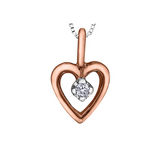 10K Rose & White Gold .01ct Diamond Heart Pendant on Chain
