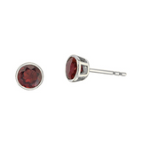10K White Gold 5mm Garnet Bezel Set Studs