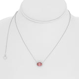 18K White Gold .17ctw Diamond & Oval Pink Sapphire Necklace