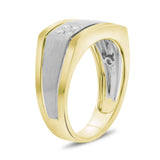14K Yellow and White Gold .18ctw Diamond Large Ring