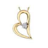 10K Yellow Gold .02ct Round Brilliant Diamond Heart Pendant on Chain