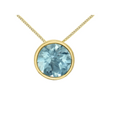 10K Yellow Gold Aquamarine Bezel set Pendant on a Chain