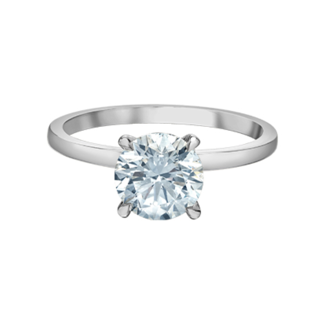 14K White Gold 1.70ctw Round Brilliant Lab Grown Diamond Ring with Hidden Halo