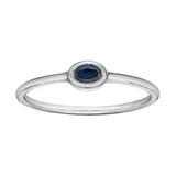 10K White Gold 5x3mm Oval Sapphire Bezel set Chi Chi Ring