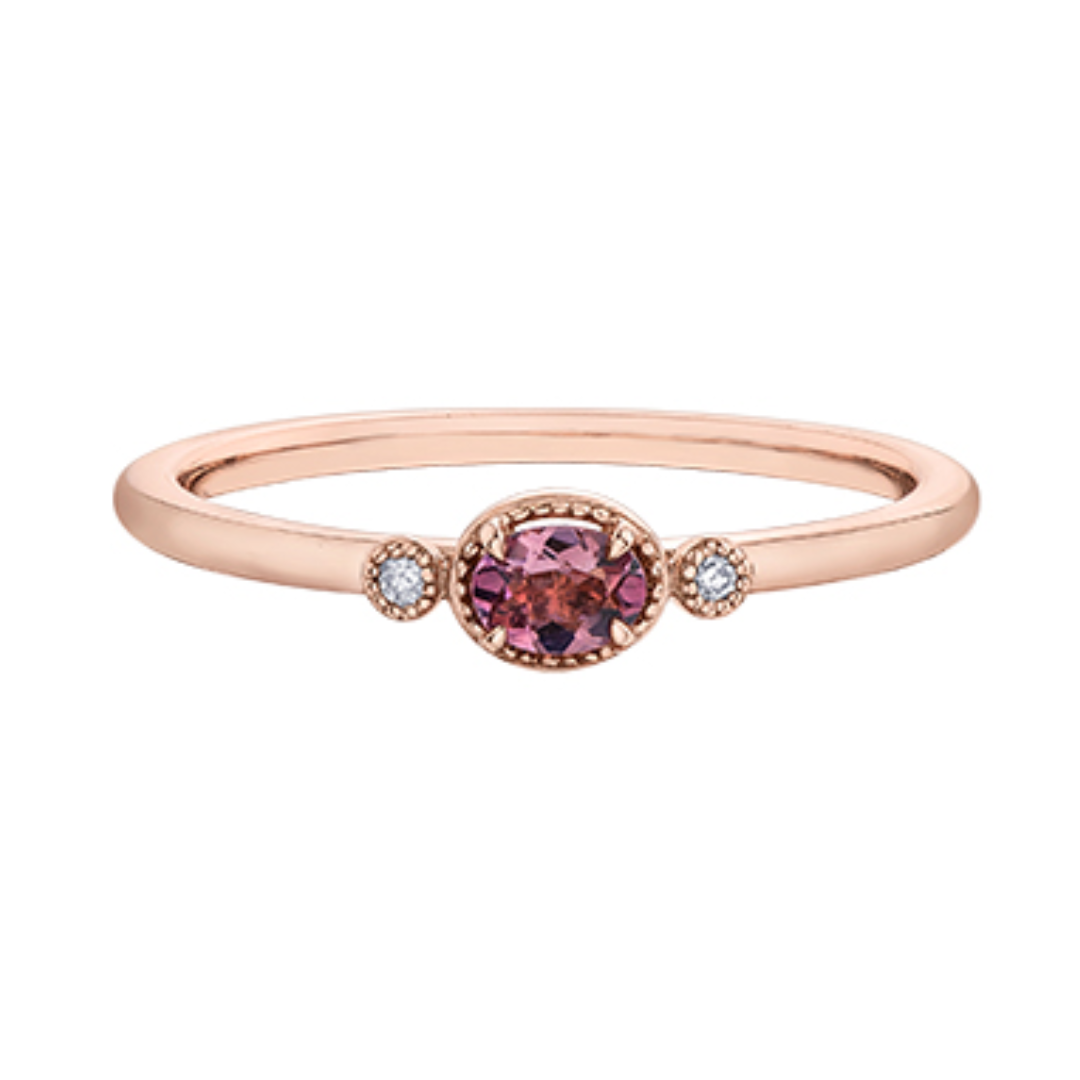 10K Rose Gold Chi Chi Pink Tourmaline & Diamond Ring
